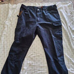 Wrangler Riggs Workwear Pants - Navy Blue Ripstop Ranger Cargo Pants 46x32